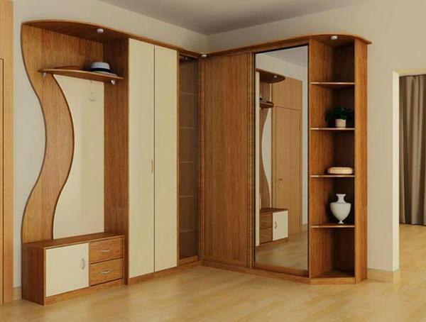 Corner wardrobes in the hallway photo: catalog with semicircular, filling in the corridor, small rounded, size