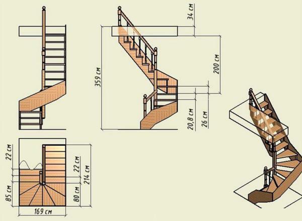 Pred začatím výstavby točitým schodiskom by mali svoje kresby na papieri, určiť veľkosť všetkých prvkov