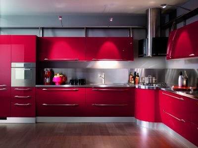 Kitchen design in red