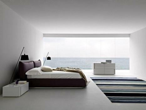 Estilo minimalismo é caracterizado por um pequeno número de coisas, ea decoração do quarto