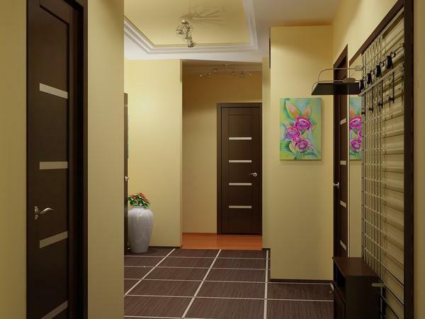 Conception et peinture de la salle: une photo du couloir, de quelle couleur les murs de l'appartement, deux variantes de couleurs pour la maison