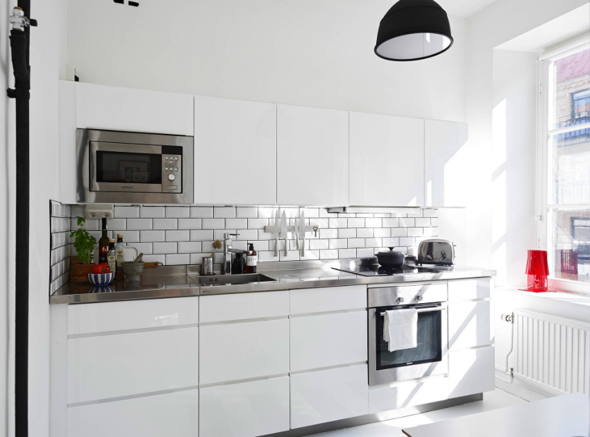 Modern Scandinavian style interior design is visually expands the space small kitchen