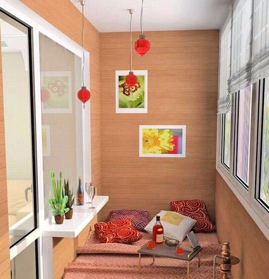 Design of a combined living room with balcony