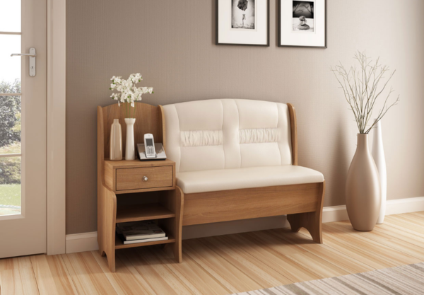 Benk i gangen: smidd sofaen, myk boks, en stol med et sete, en stol i korridoren Ikea, hengslet boks