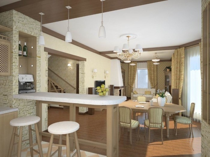 Cucina soggiorno di 17 metri quadrati: il design e il layout