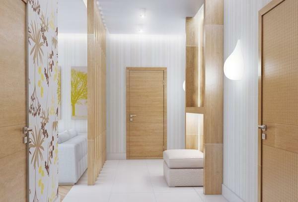 Properly selected materials will visually increase the space of a small hallway