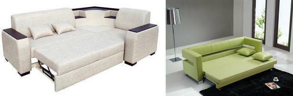 To save space, you can choose a folding sofa that will become a practical and functional element in the living room