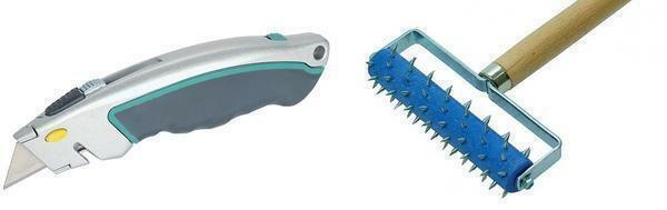 Untuk memotong drywall digunakan khusus pemasangan pisau atau roller jarum