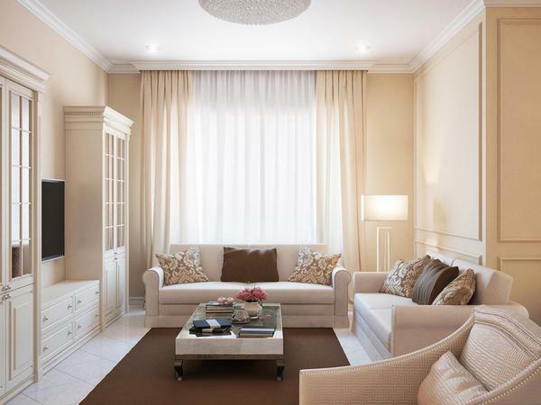 In 2017, new options appeared for the design of small living rooms, among which beige shades are popular