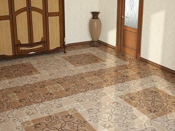 Floor tiles for the hallway photo: the design of tile and ceramic, paved marble and decorated with glass vases