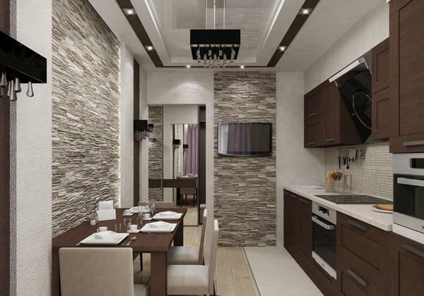 Kitchen-hallway attracts with its eccentricity and the opportunity to show creative abilities in its arrangement