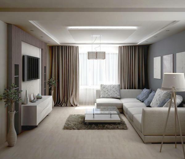 When choosing a color for a small living room, you should prefer neutral shades: white, beige or blue