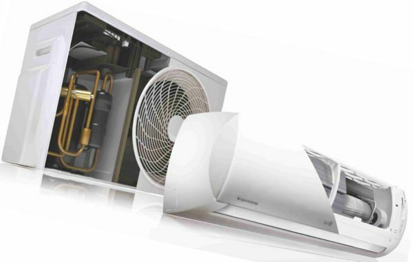 I componenti più rumorose - compressore e del ventilatore per soffiare lo scambiatore di calore esterno posizionato fuori casa.