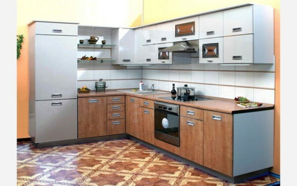 Kjøkken Design: Utformingen av en standard, rett, liten, L-formet rom, video og bilder