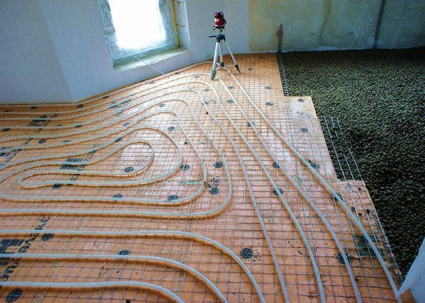 Underfloor heating in the extruded polystyrene foam for dry screed.