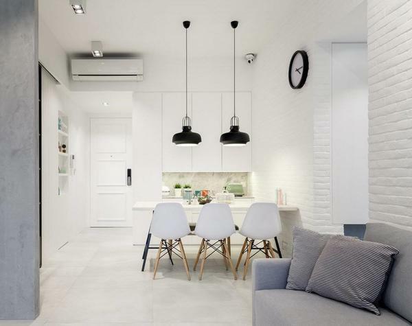 Cucina soggiorno di 20 metri quadrati disegno Photo: sala da pranzo, interni e il layout, la combinazione di quadrati, progetto combinato