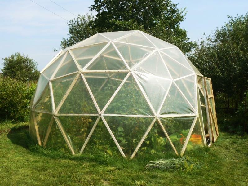 Dome skleník: rukama a kreslení kulatý kopule, výpočty polykarbonátu, skleníkových polokoule