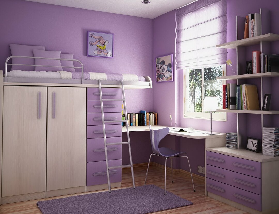 Design room for teenage girls 10, 12, 14, 15 years: a small, teen