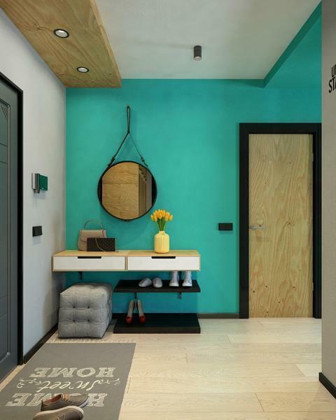 Make the corridor and the hallway interesting and unusual with the help of the decoration of walls with bright colors