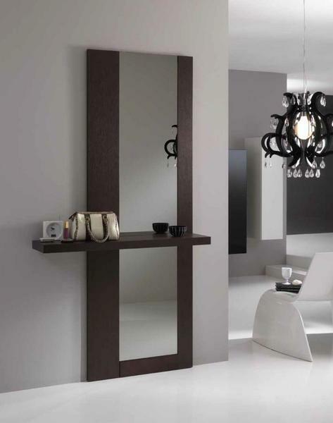 Mirror with a shelf in the hallway can look interesting and unusual